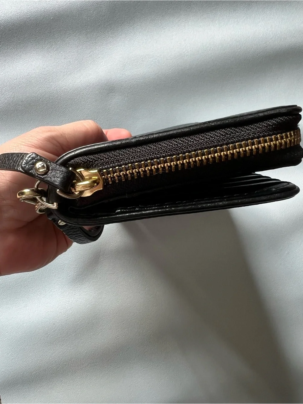 Kate Spade Black Large Continental Wallet with gold tone hardware